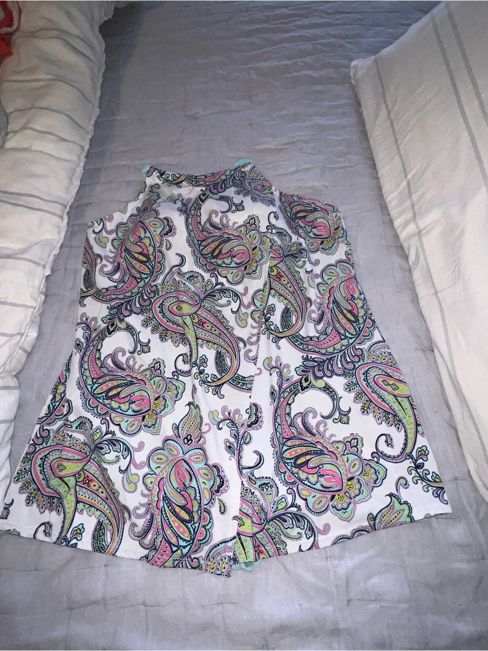 crown & ivy White Paisley-Print One-Piece Swimsuit with Pink and Lime Accents